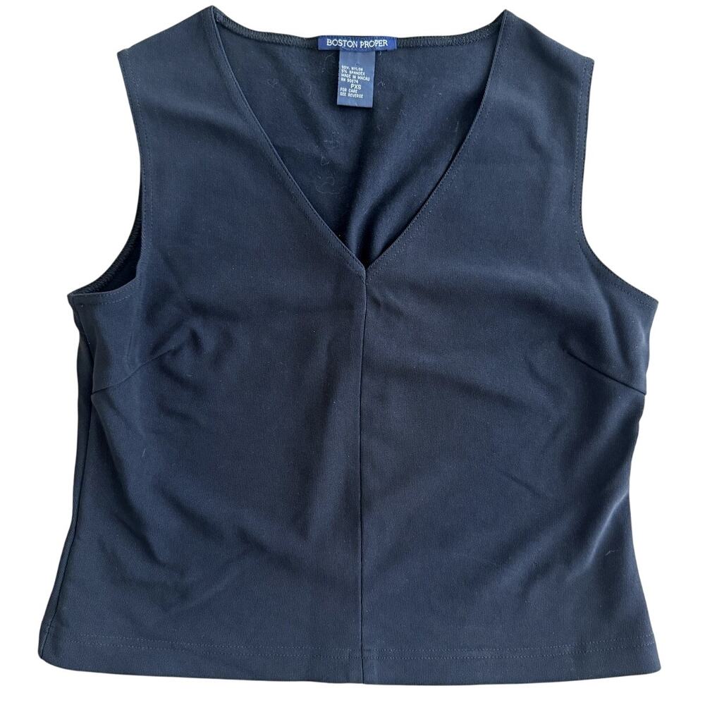 vintage Y2K 90s boston proper black v-neck sleeveless tank top womens size PXS